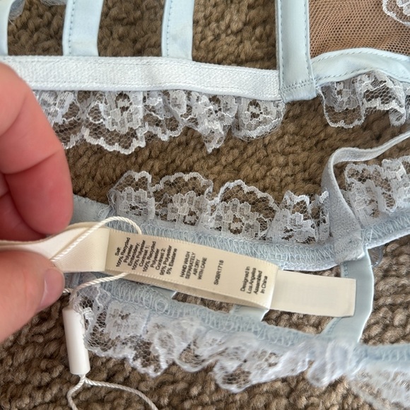 NWT FOR LOVE & LEMONS Sorbet Rose Underwire Bra Light Blue Lace Mermaid Bralette - Picture 6 of 7